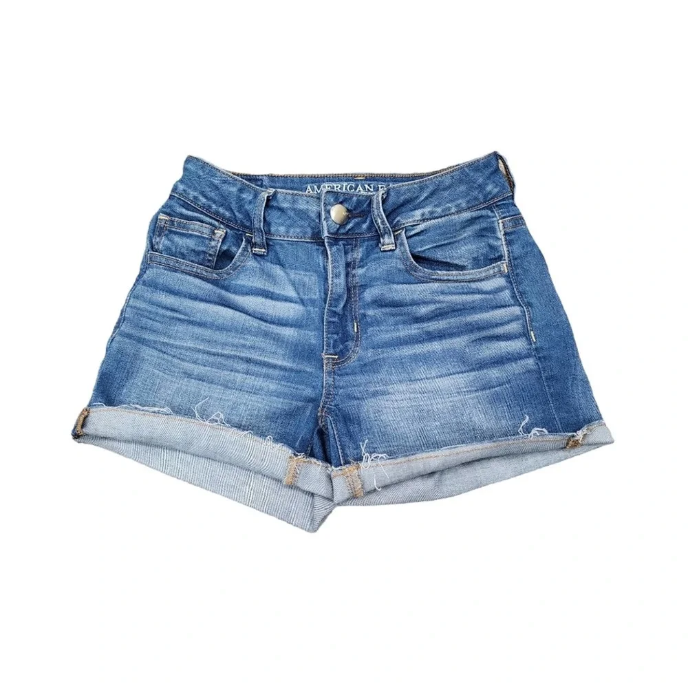 American eagle women's size 0 hi rise shortie shorts - Picture 1 of 5